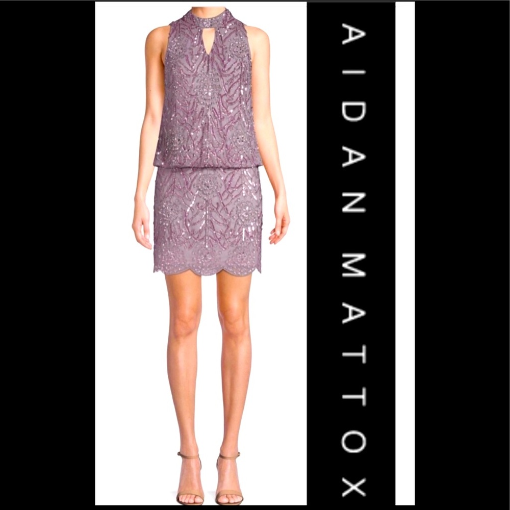 Aidan Mattox Beaded , sleeveless short dress